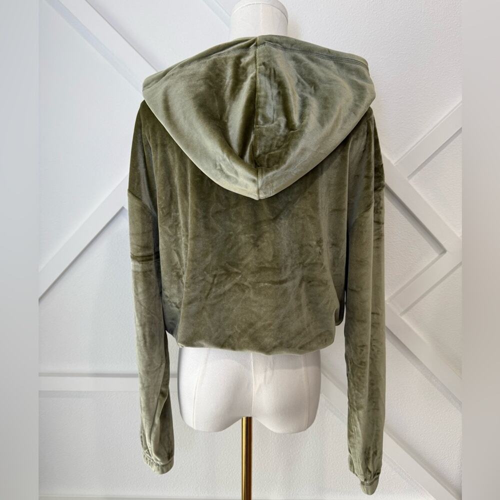 NWT Free People Araminta James Velour Crop Hoodie Khaki Green Size Small - Picture 6 of 12